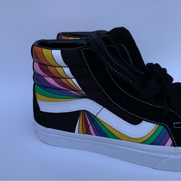 VANS Sk8-Hi Reissue Sneakers unisex Sz Men 5.5  Women 7 Black/ white/ multi - Picture 7 of 13